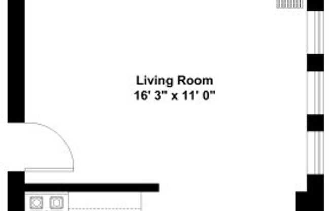 Studio, 1 bath, 410 sqft, $1,550, Unit 604