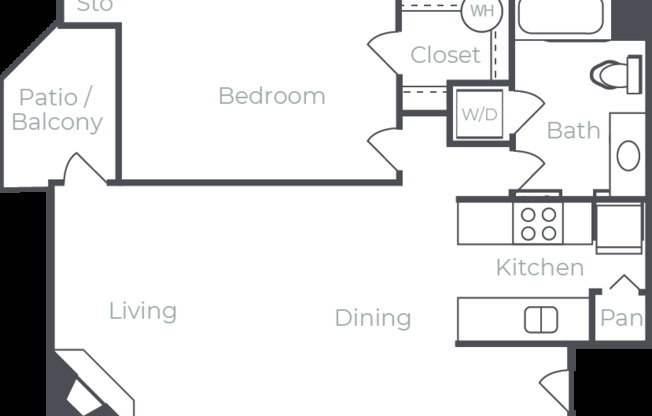 1 bed, 1 bath, 600 sqft, $1,007