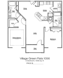2 beds, 2 baths, 1,056 sqft, $1,746