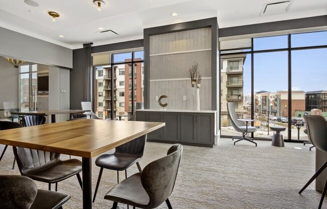 Lounge area with large windows