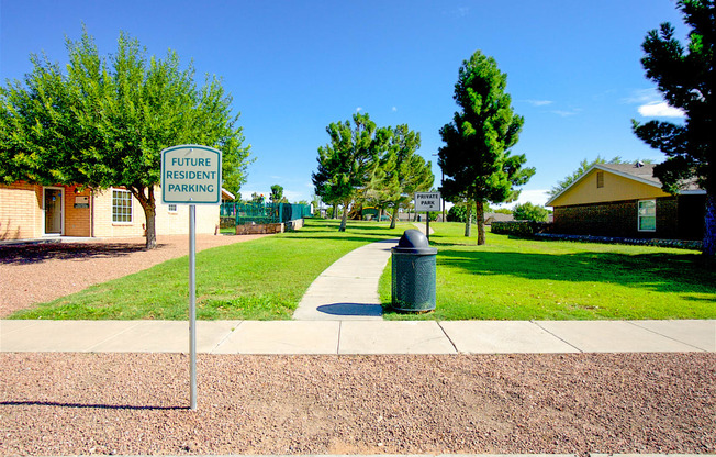 a sidewalk leading to the apartments at The Village at Cottonwood
