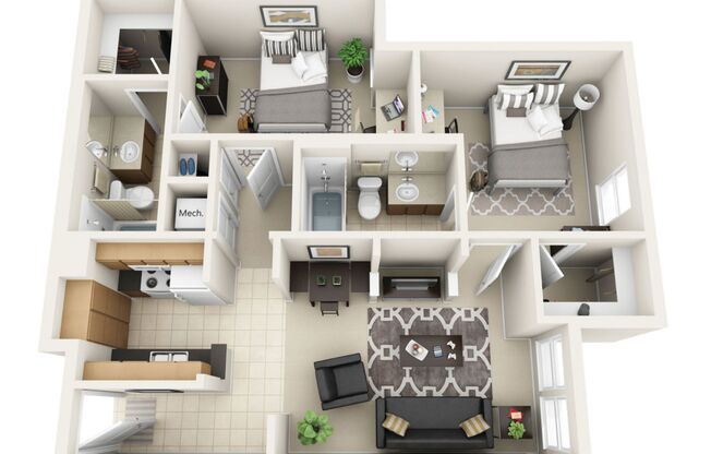 2 beds, 2 baths, 407 sqft, $750, Unit 4101 - A