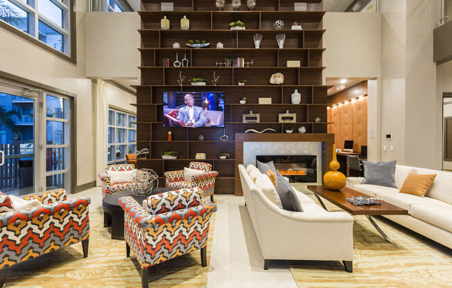 Comfortable couches and chairs in resident lounge  at LandonHouse in Lake Nona