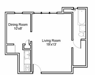 Studio, 1 bath, 490 sqft, $705