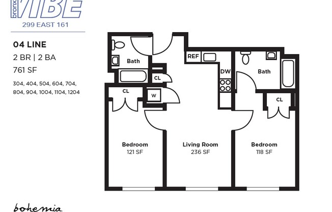 2 beds, 2 baths, 761 sqft, $3,375, Unit 1204