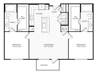 2 beds, 2 baths, 1,093 sqft, $2,220