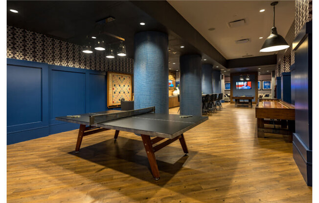 a ping pong table in a sports bar at Shearwood Station, New York, 10801