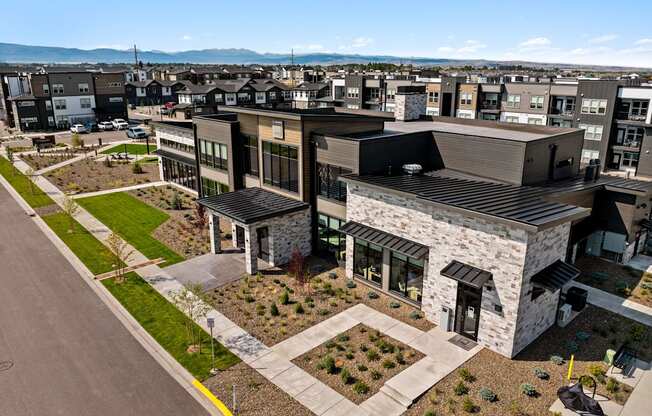 an aerial view of an apartment complex in the city