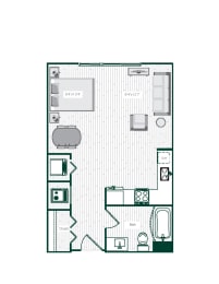 Studio, 1 bath, 529 sqft, $1,289