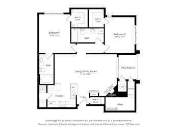 2 beds, 2 baths, 1,093 sqft, $2,377