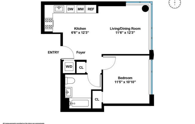 1 bed, 1 bath, 609 sqft, $6,000, Unit 24A