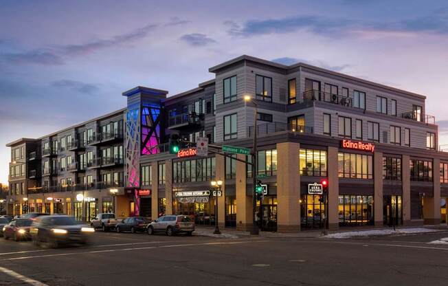 A large building with a sign that says