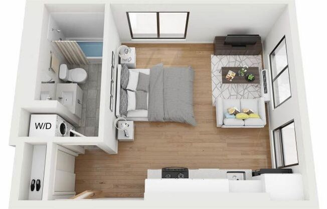 Studio, 1 bath, 411 sqft, $1,279, Unit 309