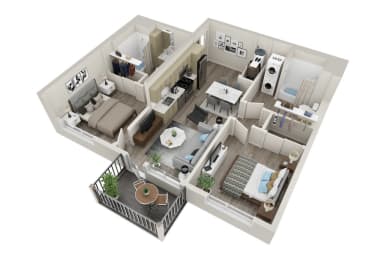 2 beds, 2 baths, 826 sqft, $1,912