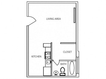 Studio, 1 bath, 382 sqft, $1,078