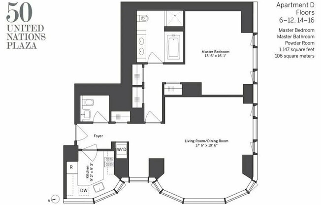 1 bed, 1.5 baths, 1,147 sqft, $8,200, Unit 16D