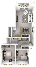 2 beds, 1 bath, 793 sqft, $1,568