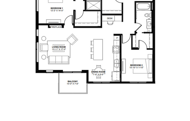 2 beds, 2 baths, 1,372 sqft, $3,345, Unit 201
