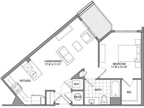 1 bed, 1 bath, 694 sqft, $2,236, Unit 527