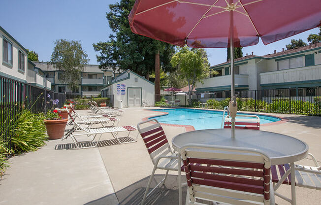 Poolside Dining Tables at Oak Pointe, Fremont, CA, 94538