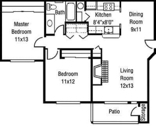 2 beds, 1 bath, 880 sqft, $1,722