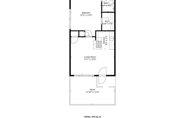 1 bed, 1 bath, 573 sqft, $2,095, Unit 1701-04