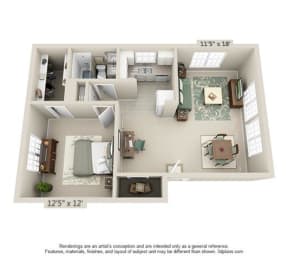 1 bed, 1 bath, 714 sqft, $1,131