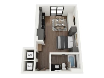 Studio, 1 bath, 464 sqft, $1,375