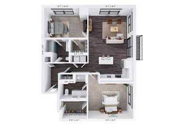 2 beds, 2 baths, 1,355 sqft, $2,300