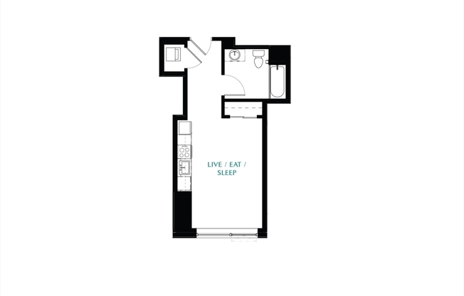 Studio, 1 bath, 427 sqft, $2,966, Unit B2-504