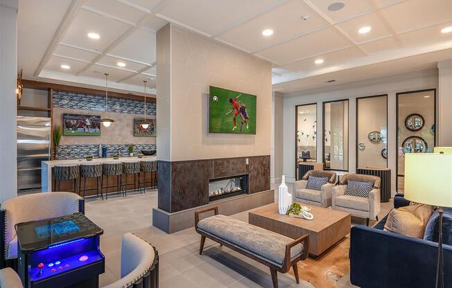 Club Room with Demonstration Kitchen at The Exchange Luxury Apartments in St. Petersburg, FL
