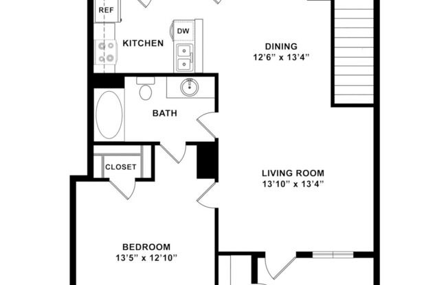 1 bed, 1 bath, 851 sqft, $1,118