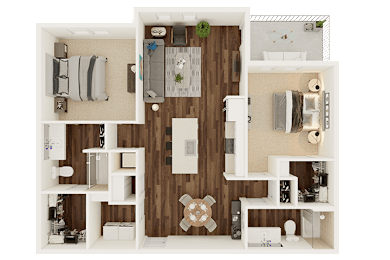 2 beds, 2 baths, 1,220 sqft, $1,922