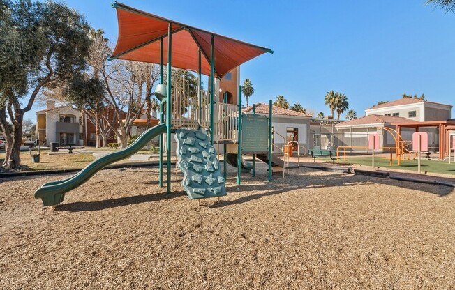 Community playground with jungle gym