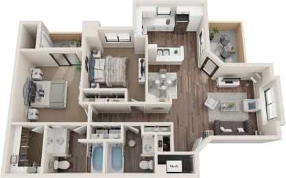 2 beds, 2 baths, 978 sqft, $1,944