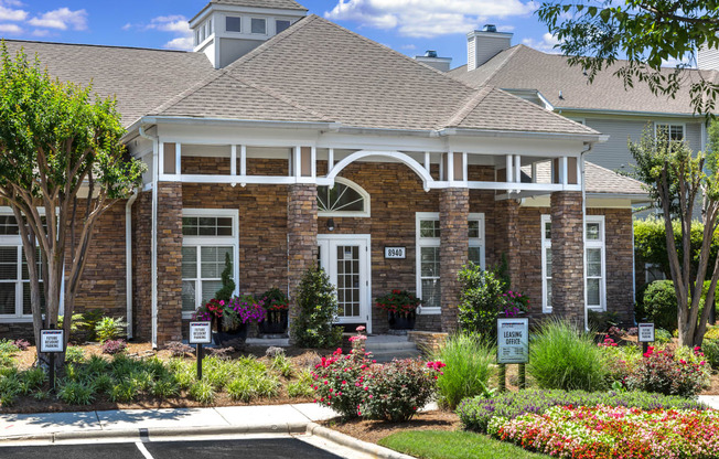 Leasing center entrance at Stone Ridge apartments Charlotte