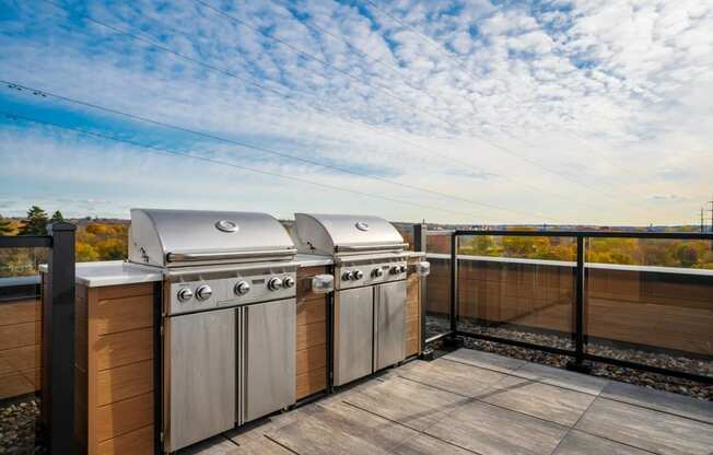 Rooftop grilling station with a view