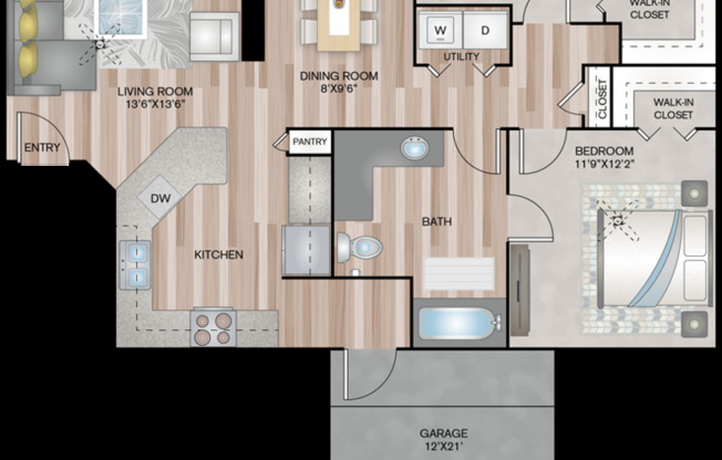 2 beds, 2 baths, 1,149 sqft, $2,354