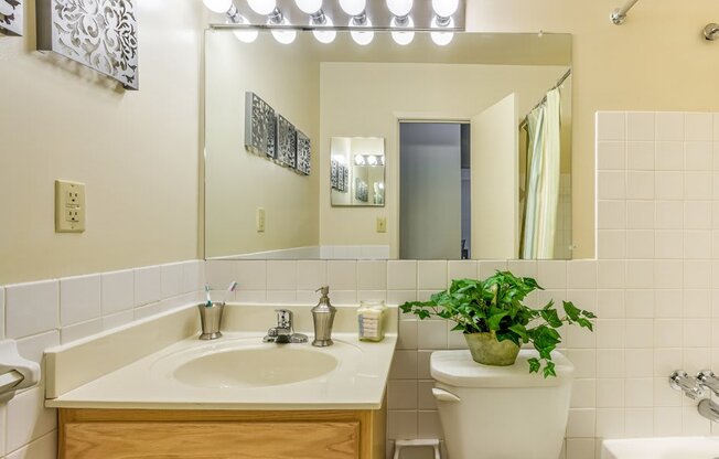 Bathrooms with overhead lighting
