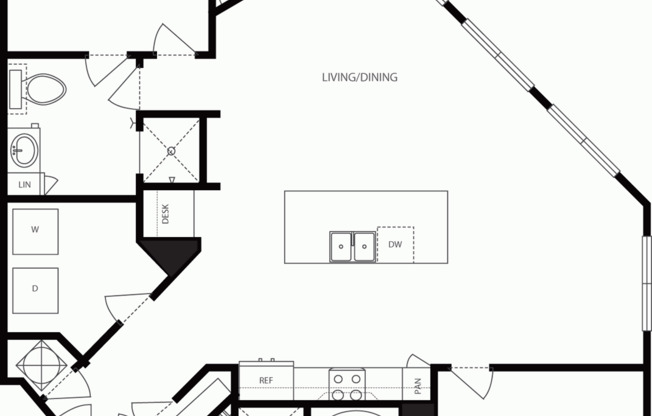 2 beds, 2 baths, 1,245 sqft, $2,700, Unit 2421