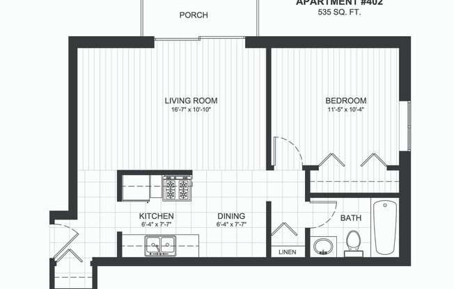 1 bed, 1 bath, 550 sqft, $1,100, Unit 212