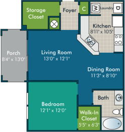 1 bed, 1 bath, 786 sqft, $1,328