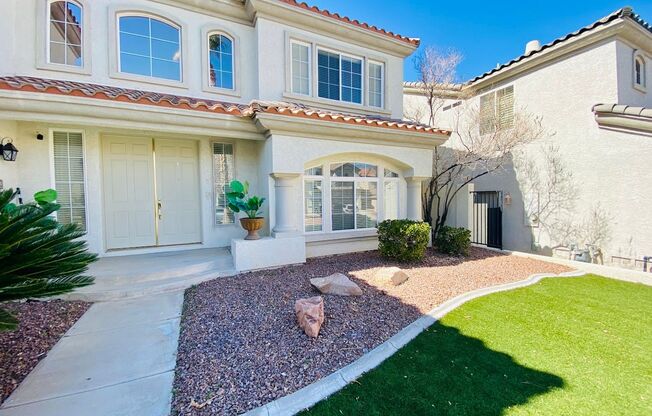 Stunning home in a guard gated community inside Rhodes Ranch with tons of community amenities. Almost 5,000 sq ft home with 3-car garage, 4 bedrooms with 4.5 bathrooms. Huge loft upstairs.