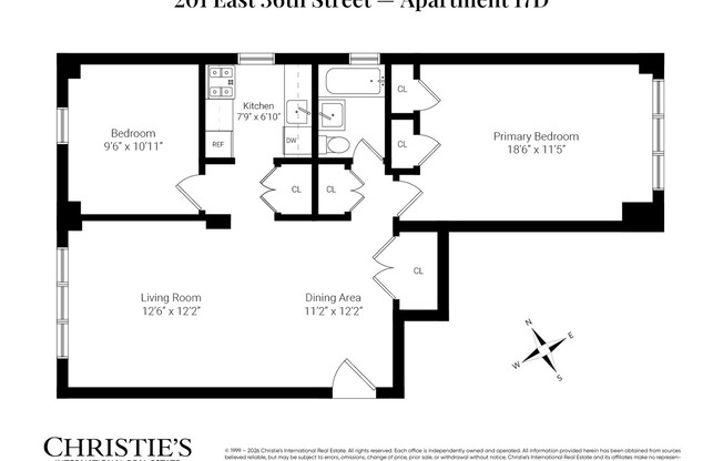 2 beds, 1 bath, $6,500, Unit 17D