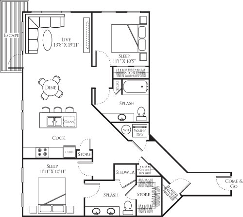 2 beds, 2 baths, 1,194 sqft, $3,363, Unit 306
