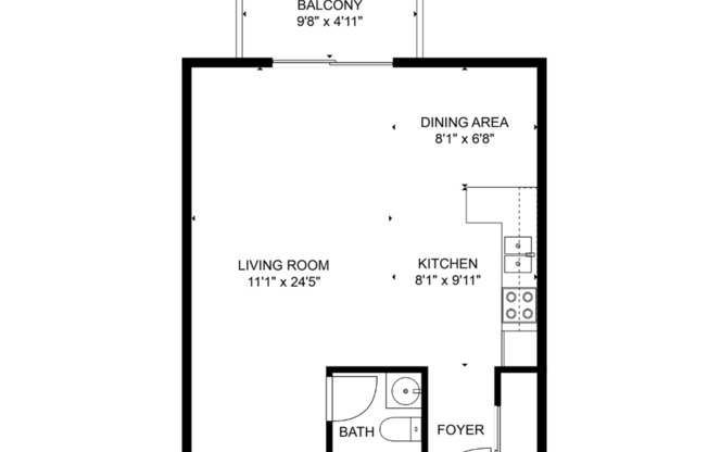 Studio, 1 bath, 470 sqft, $695, Unit 136