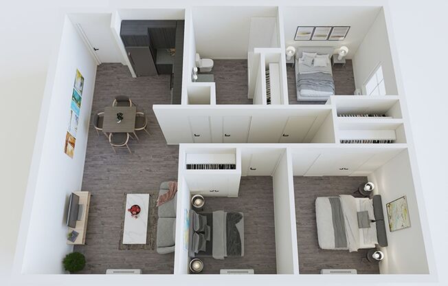 3 beds, 1 bath, 828 sqft, $1,776, Unit 408