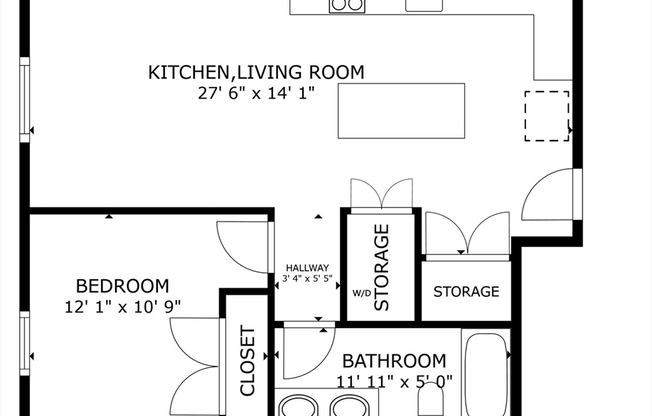 1 bed, 1 bath, 643 sqft, $3,300, Unit 206