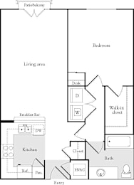 1 bed, 1 bath, 765 sqft, $1,536