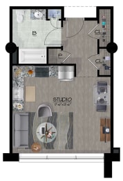 Studio, 1 bath, 435 sqft, $1,025